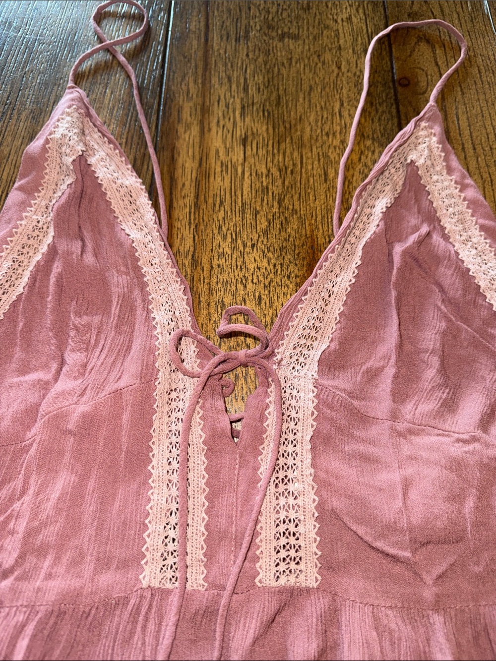 Free People Dusty Pink Lace-Trim Mini Dress - Picture 3 of 9